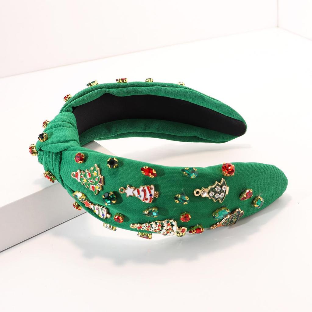 European-American Red Rhinestone Christmas Headband & Hair Clip