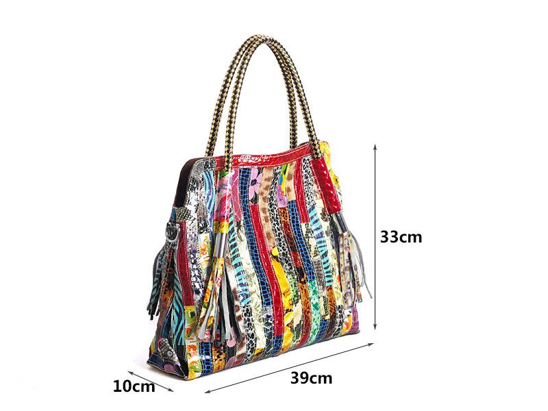 Genuine Leather Women's Bohemian Snake Print Crossbody Shoulder Bag - New Colorful Design