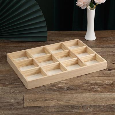 Solid Wood Jewelry Display Tray Divider Vintage Necklace Storage Box Trinket Organizer 6/12/24/36 Grids Ring Earring Holder