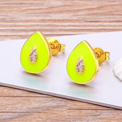 

New Arrival Water Drop Shape Colorful Drip Oil Cute Delicate Stud Earrings for Women Summer Beach Enamel Party New Year Jewelry жовтий
