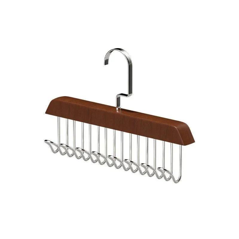 

Вешалка из цельного дерева, крючок для женской вешалки для бюстгальтера, вешалка для ремня, прочная, с 8 крючками, вешалка для одежды, органайзер для хранения темно-коричневого