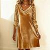 European And American Style New Women'S Clothing Velvet Sequin Splicing Long-Sleeved Fashionable And Sexy Temperament Dress
