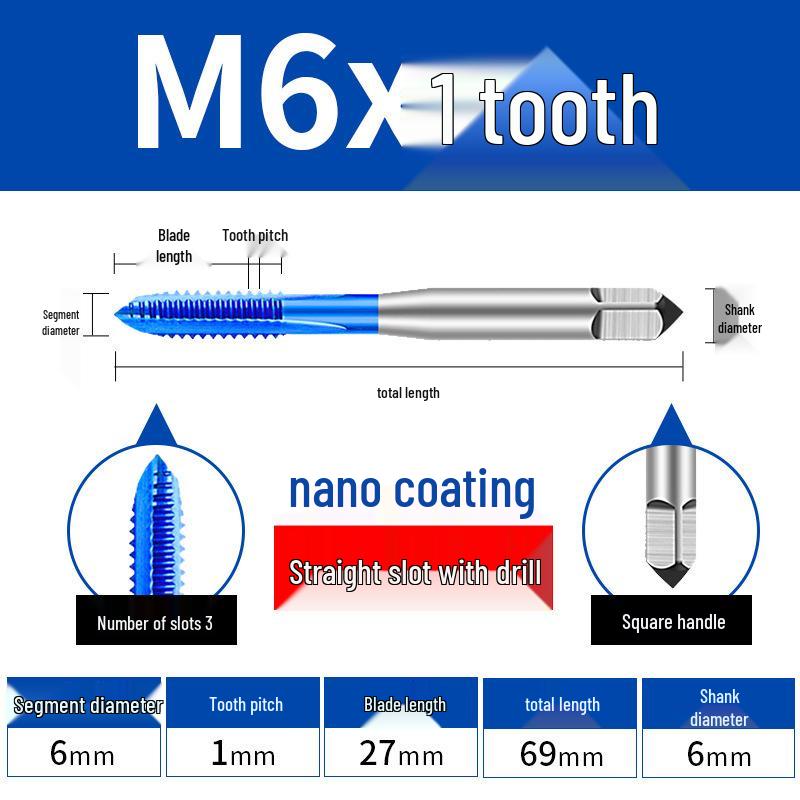 Cobalt Blue Nano-Coated Stainless Steel Spiral Tap Drill Bit Set M2-M8