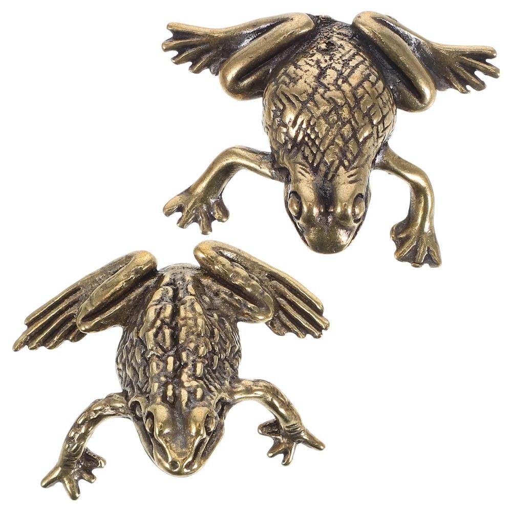 Pure Copper Golden Toad Statue Retro Style Frog Miniature Sculpture Home Decoration