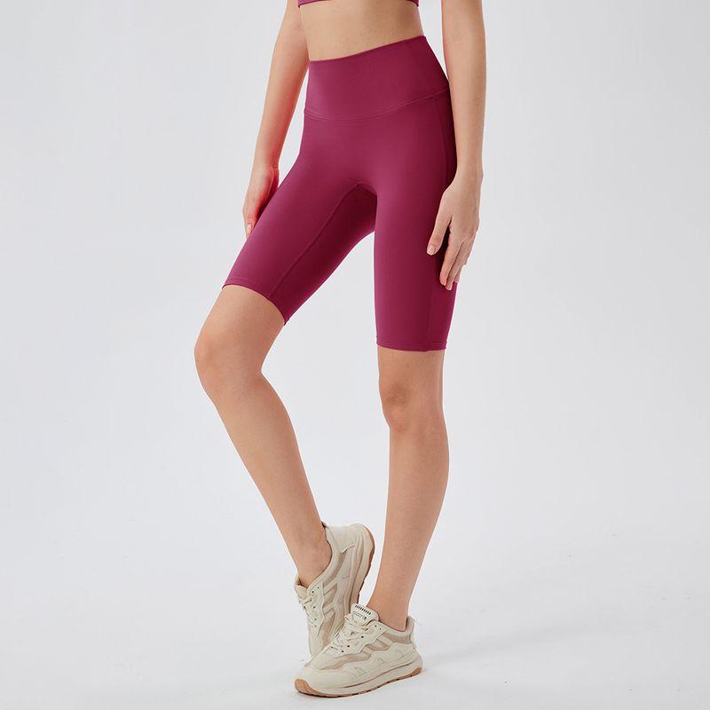 

Export Sports Shorts Female Skinny Knee Length Pants Hip-Lift and Belly Shaping Yoga Pants Running Training Fitness Cycling Pirate Shorts Garnet Red S