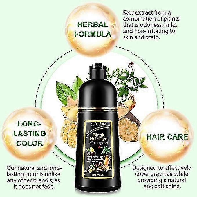 Hair Dye Shampoo for Hair Coverage Natural Herbal Hair Color Shampoo 3 in 1 for Women Men 500ml