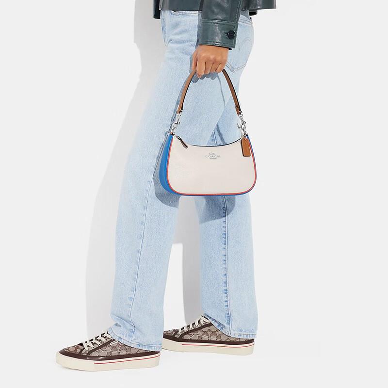 New COACH Teri Cow Leather Crescent Bag, Handbag, Shoulder Bag Women's White CJ595-SVCAH