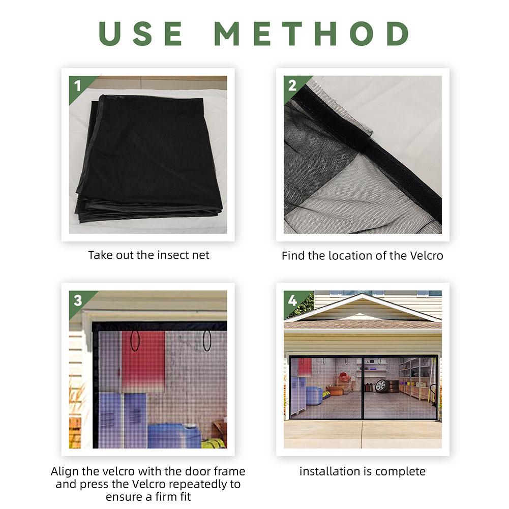 Black Garage Door Screen Mosquito Net Customized Size Invisible Mesh Summer Insect Proof Net Automatic Closing Door Curtain