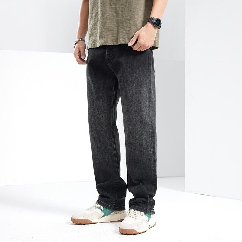 

Новые мужские свободные прямые эластичные черные джинсы на весну и лето в американском уличном стиле 40