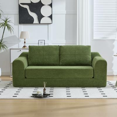2-in-1 Boneless Sofa, Convertible Sofa Bed with Armrests, Foldable Floor Sofa for Sleeping, Compressed Sofa In a Box – Green, Dimensions: 179×95×79 Cm
