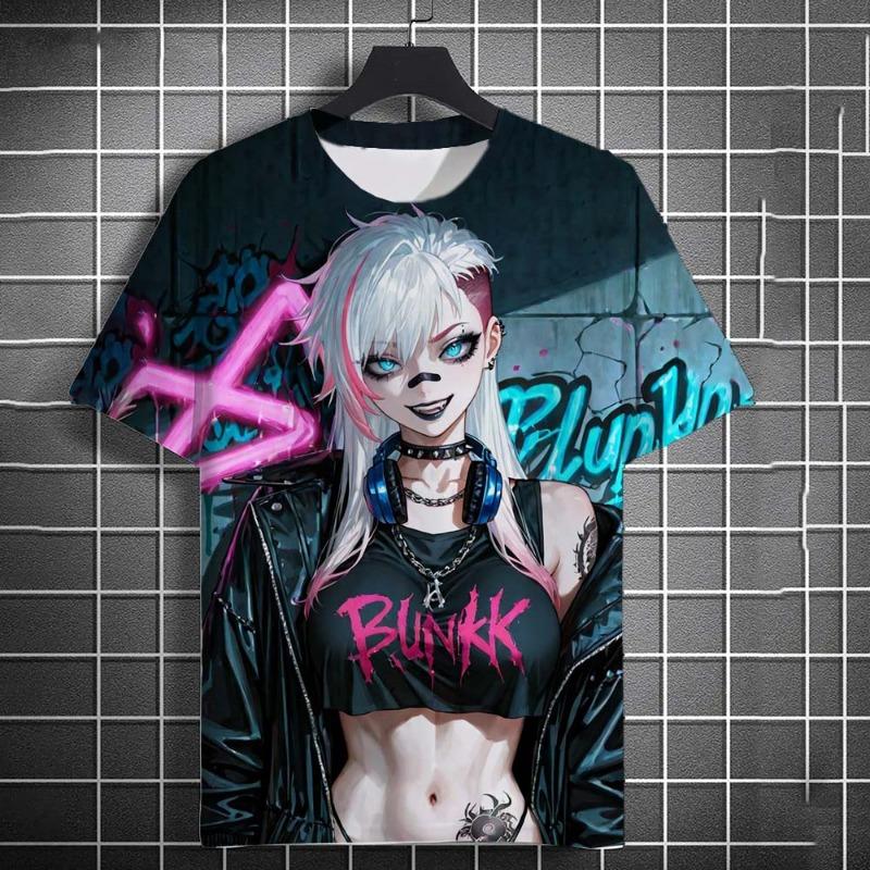 Cartoon Sexy Girl Pattern T-Shirts 3D Print Men Women Round Neck Short Sleev