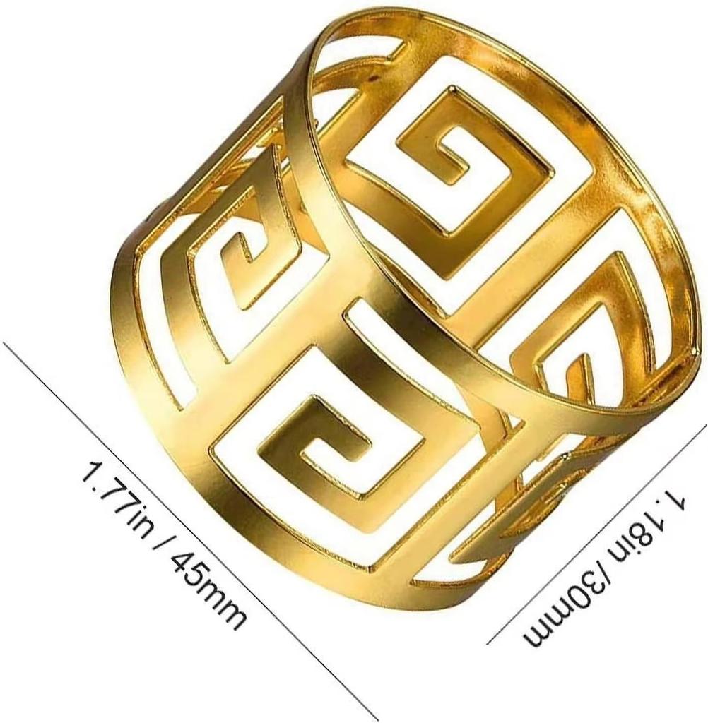 12PCS Napkin Rings with Hollow Out Triangle ,Gold Napkin Ring Holder for Wedding Party Banquet Dinner Serviette Napkin Buckles