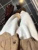 Women's Off-White Wool Blend Wide-Leg Pants: Autumn/Winter Style, Relaxed Fit, Fleece-Lined, Floor-Length Knit