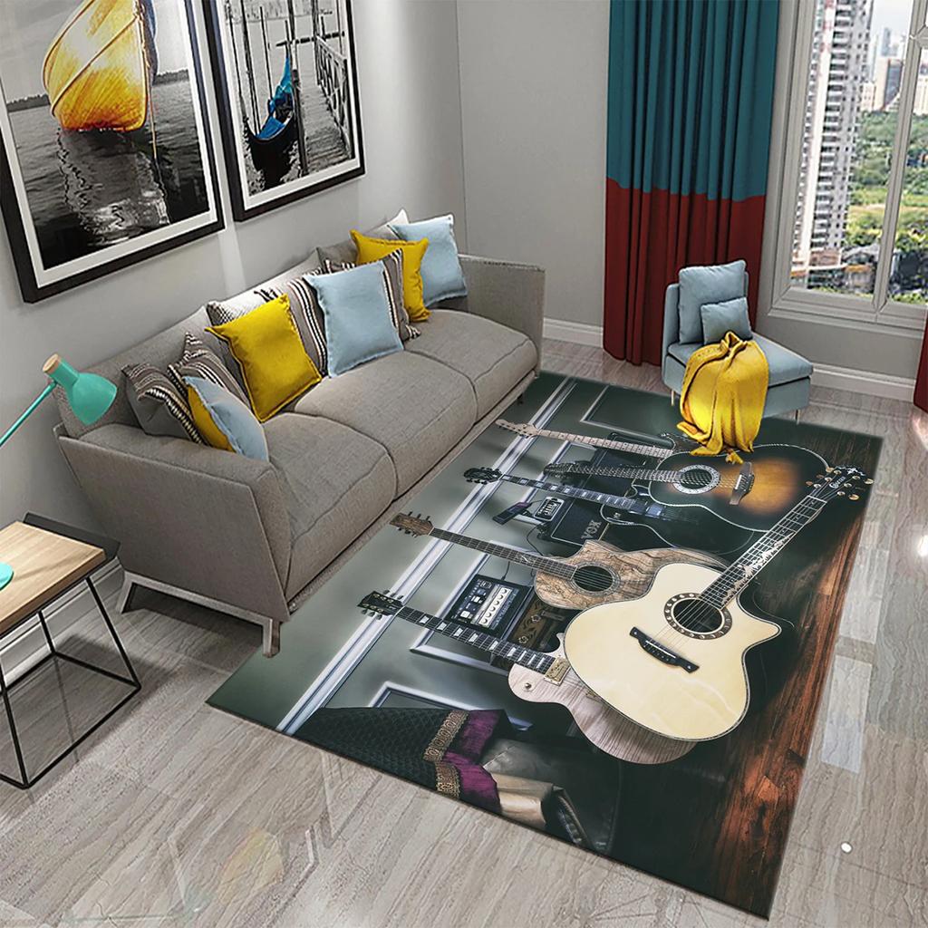 3D Music Carpet Music Instrument Rug for Living Room Bedroom Area Rug Decorative Floor Rugs Carpet Bathroom Non-slip Mat Carpet