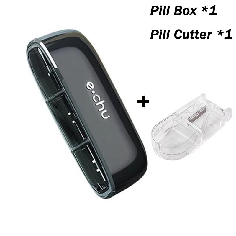 

2 Pack Pill Organizer with Precision Cutter Portable & Waterproof Travel Pill Case Holder for Vitamins Supplements and Fish Oils