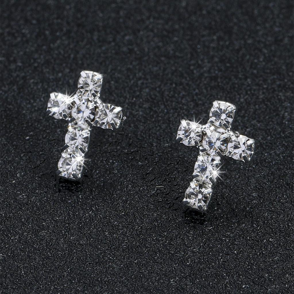 Luxury Sparkling Crystal Cross Earrings Party Earrings Women's Earrings 1 Pair
