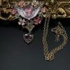 KF Vintage Sleeping Angel Pendant Love Earnail Enamel Craftsmanship Pink Flower Crystal Relief Necklace