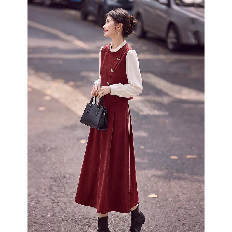 Xinfeiyu Elegant Faux-Two-Piece A-Line Midi Dress