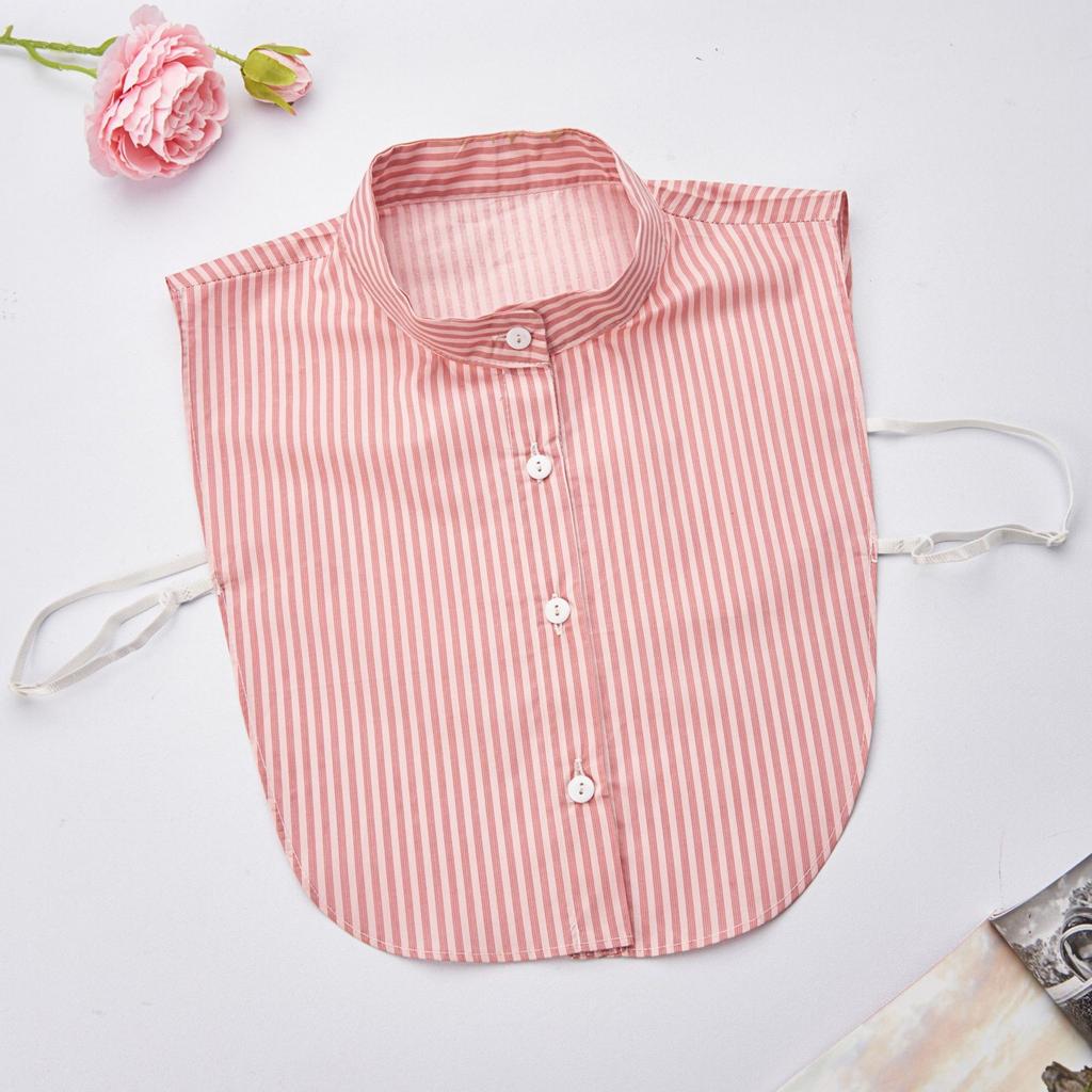 Women's Detachable False Collar Insert Elegant Striped Lapel Faux Half Shirt Blouse Collar Top for Sweater and Dresses