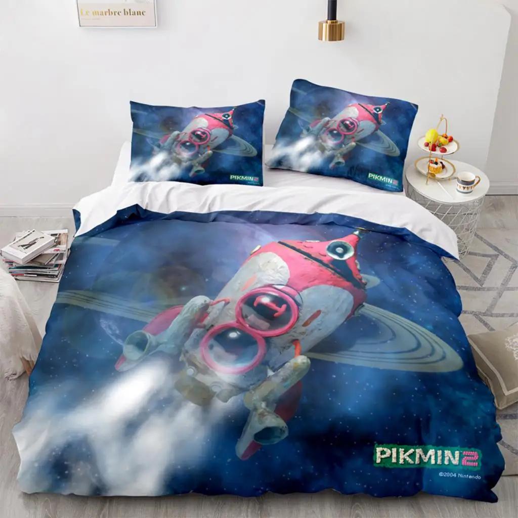 Tegneseriespill Pikmin Sengesett Gutter Jenter Tvilling Queen Size Dynetrekk Putetrekk Seng Barn Voksen Mote Hjem Tekstilekstil