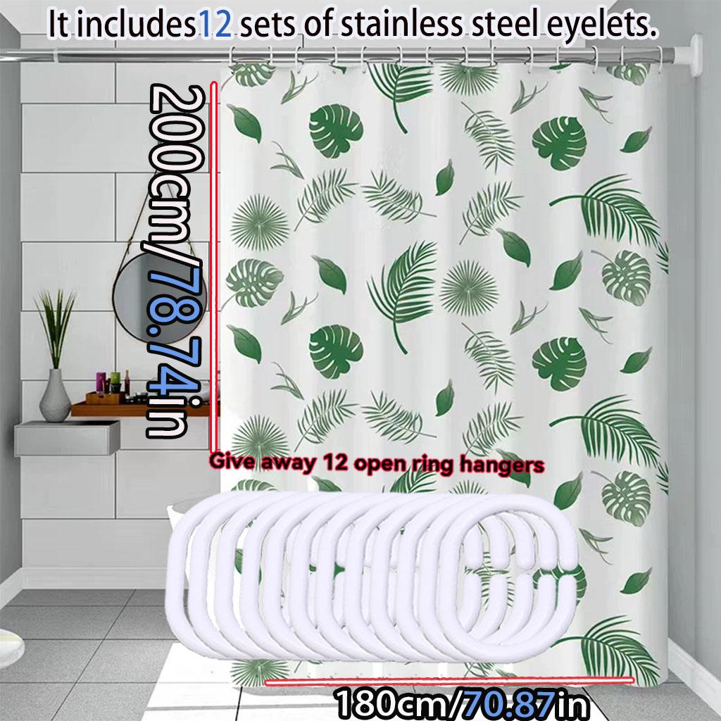 Simple Wind Green Leaves Bathroom Shower Curtain Shielding Partition Shower Curtain Quick Dry Can Be Scrubable Light Opaque Bath