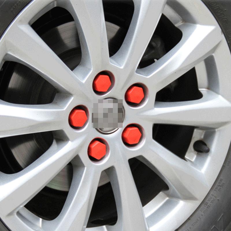 20pcs Silicone Car Tyre Wheel Hub Covers Protection Caps Wheel Hub Screw Protector Dust Proof Bolt Car Accessories 19mm/21mm