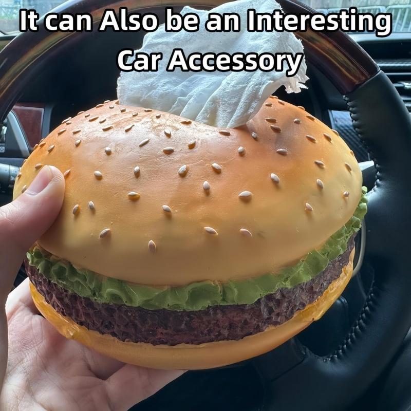 Hamburger tissue box, tissue holder, fun and practical, for office, party and holiday decoration, car interior decoration