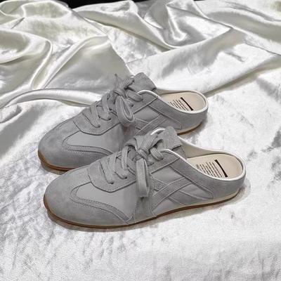 Retro Bag Head Half Slippers Women's 2025 Summer Wear One Pedal Lazy Without Heel German Training Shoes Flat Cool Slippers