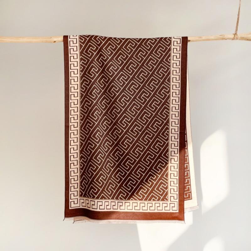 

Winter new temperament imitation cashmere scarf versatile simple outer cape women s student scarf 180x65cm темно-коричневого