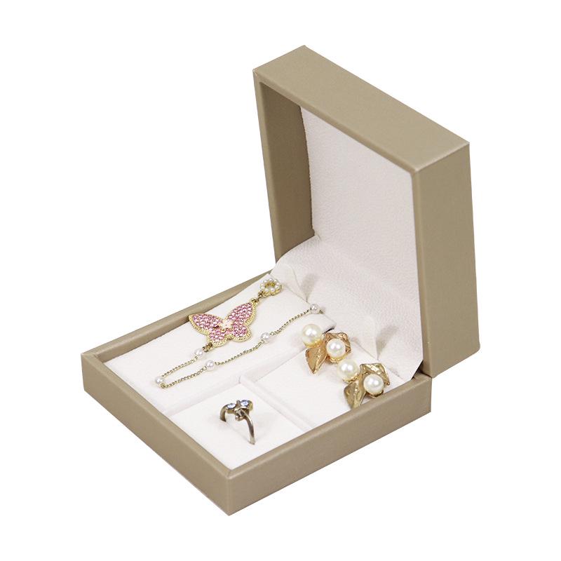 Right Angle PU Leather Jewelry Box Set - Mini Ring, Necklace, and Earring Holder