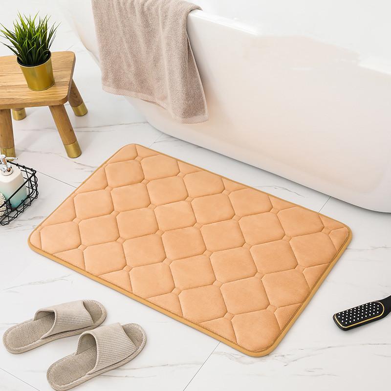 Inyahome Memory Foam Bath Mat Absorbent Bathroom Rug Bathmat Non Slip Floor Mats Kitchen Runner Restroom Living Room Blue Carpet