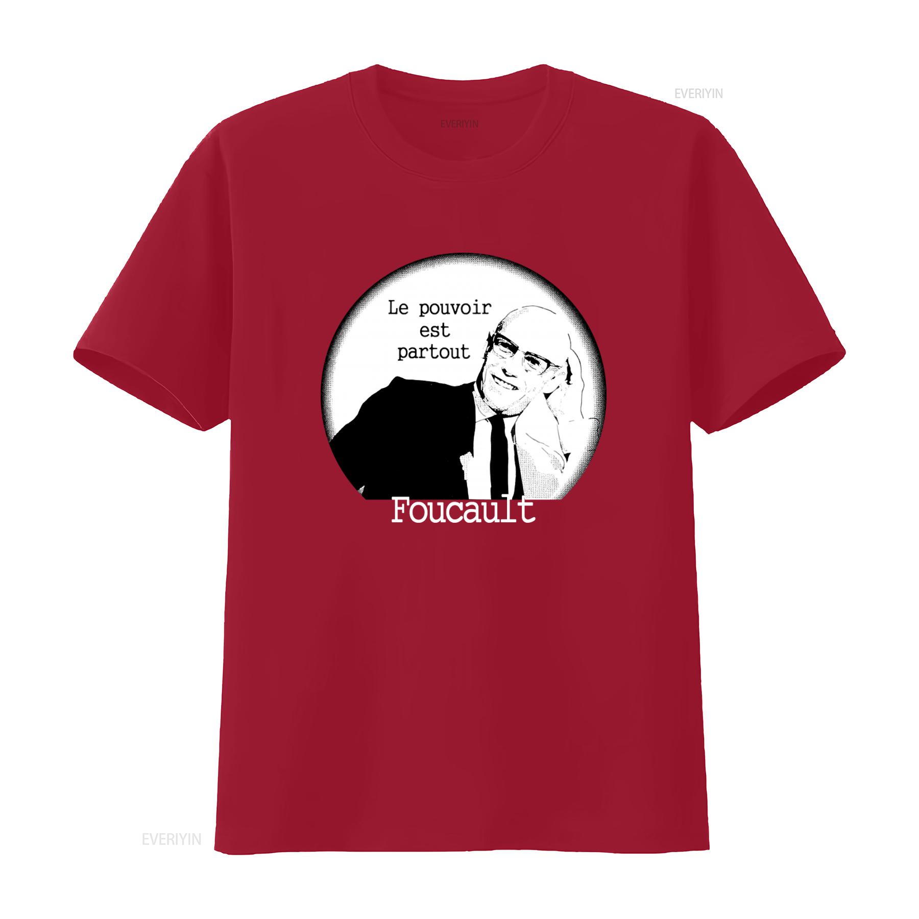 

Philosopher Michel Foucault Quote T shirt Organic Cotton Le pouvoir est partout Design vintage Washed Stylish Versatile Casual S