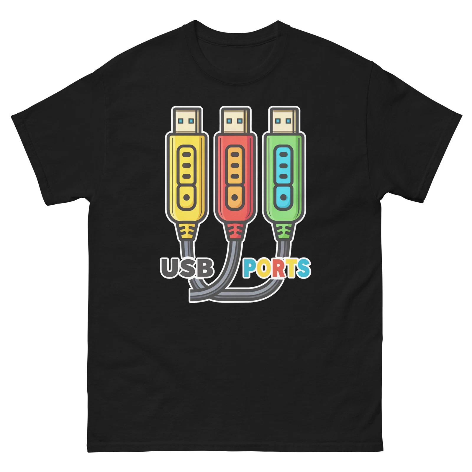

USB Ports Hotel Item Travel Motel T-Shirt XL