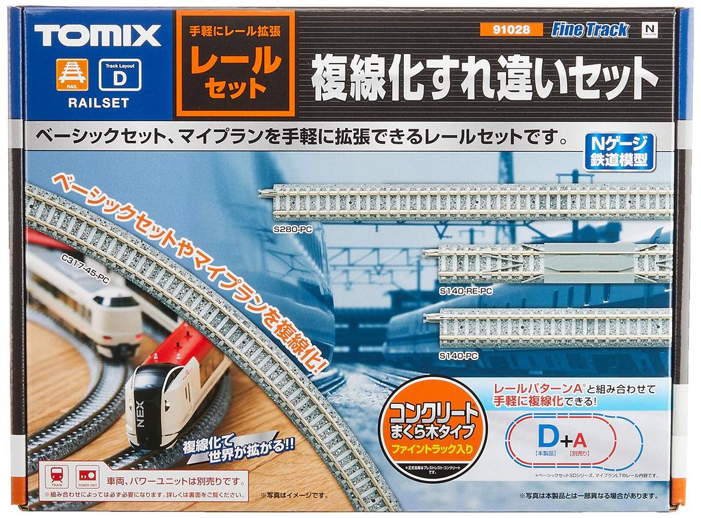TOMIX N Gauge Rail Double Track Passing D Pattern Model Railroad Set, Set, 91028,