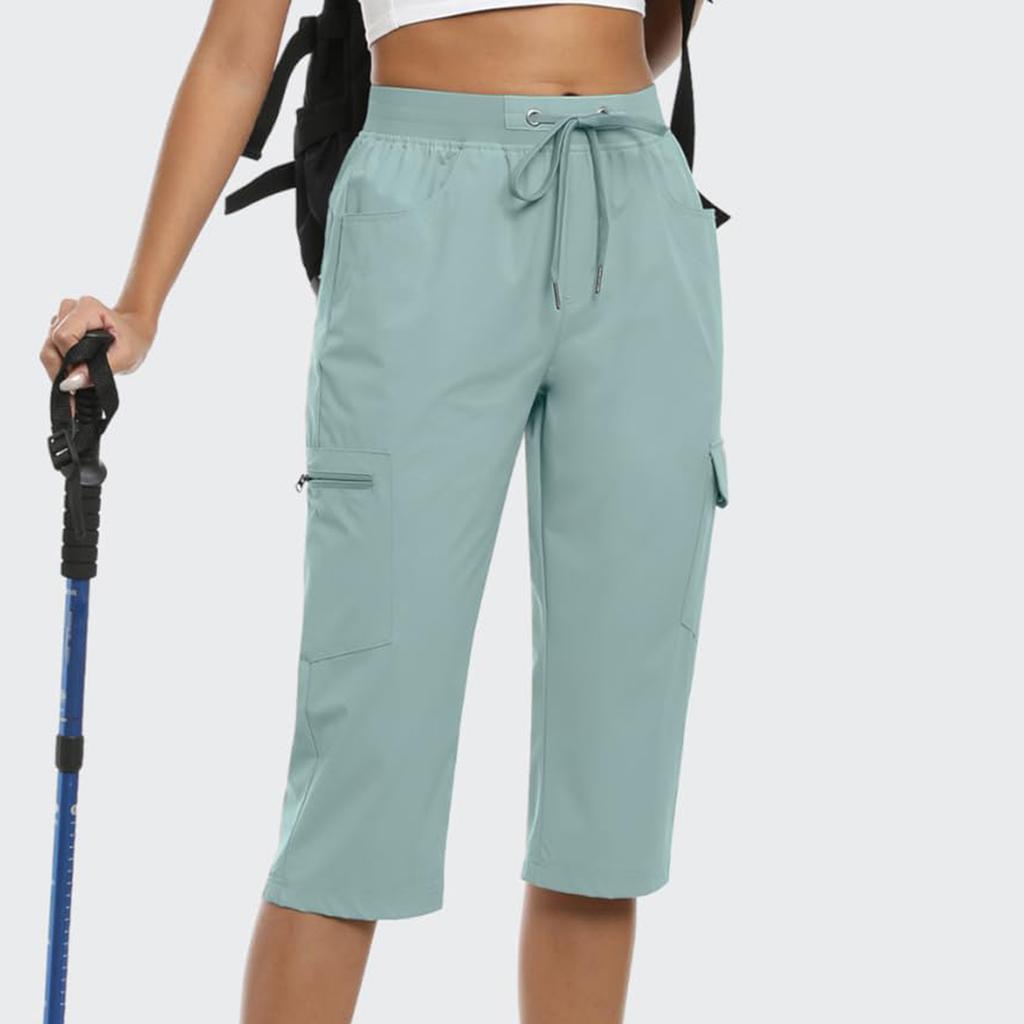 CapriPants for Women Lightweight Pants for Women Casual Summer Shorts with Zipper Pockets