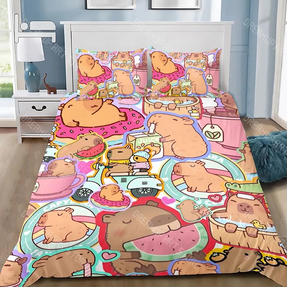Niedliche Capybara Bettbezug Kissenbezug Bettwäscheset Erwachsene Junge Mädchen Schlafzimmerdekoration Kinder Geschenk Einzel Doppel Große Größe