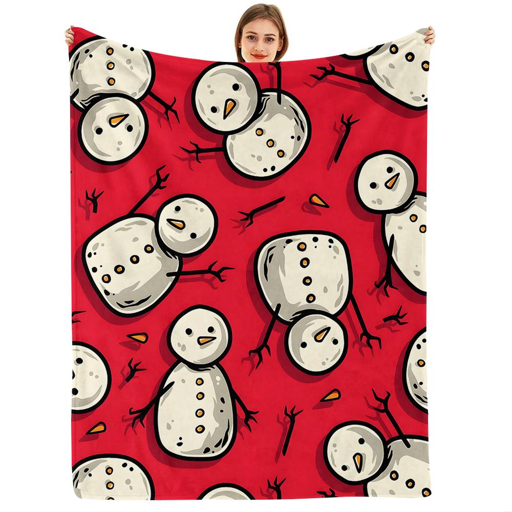 Red Scattered White Daisy Anime Cartoon Flannel Blanket Soft Warm Throw for Bedroom Sofa Car Kids Holiday Gift
