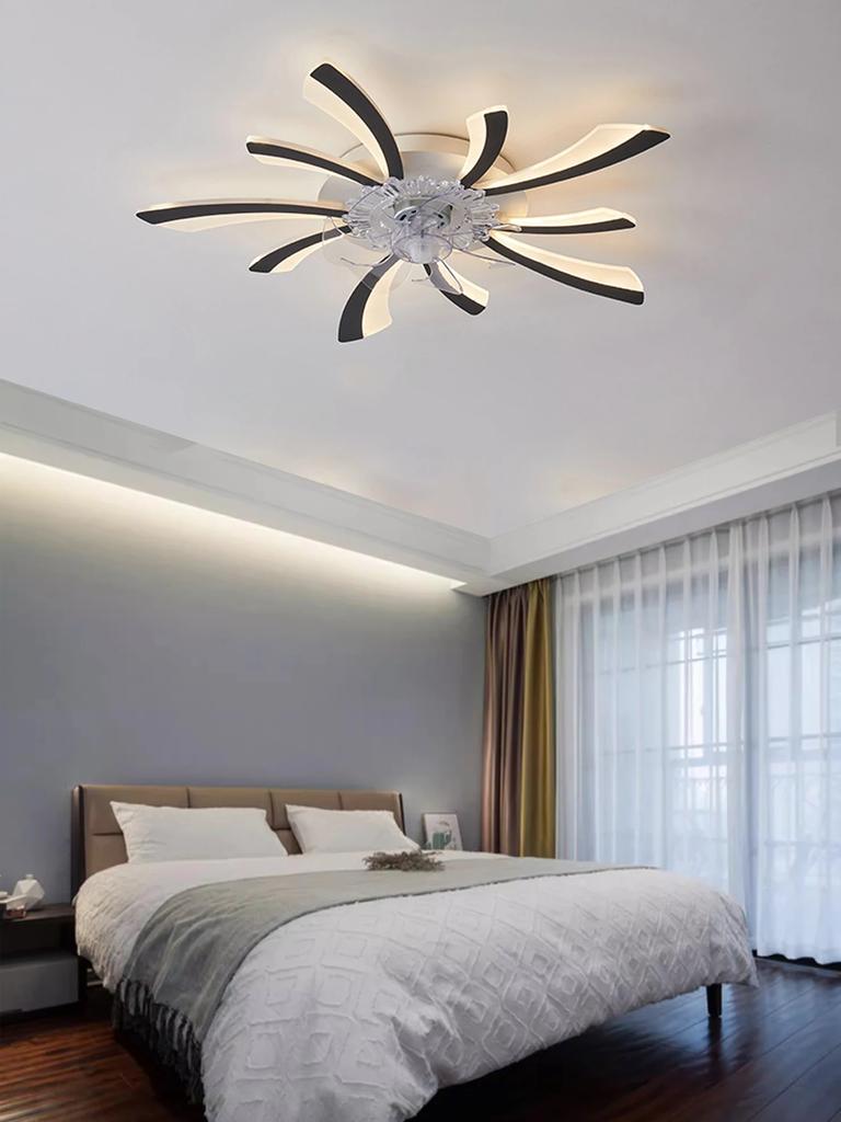 110-240v Intelligent Creative LED Ceiling Fan Light Black/white ceiling lustre for living room bedroom dining room room decor