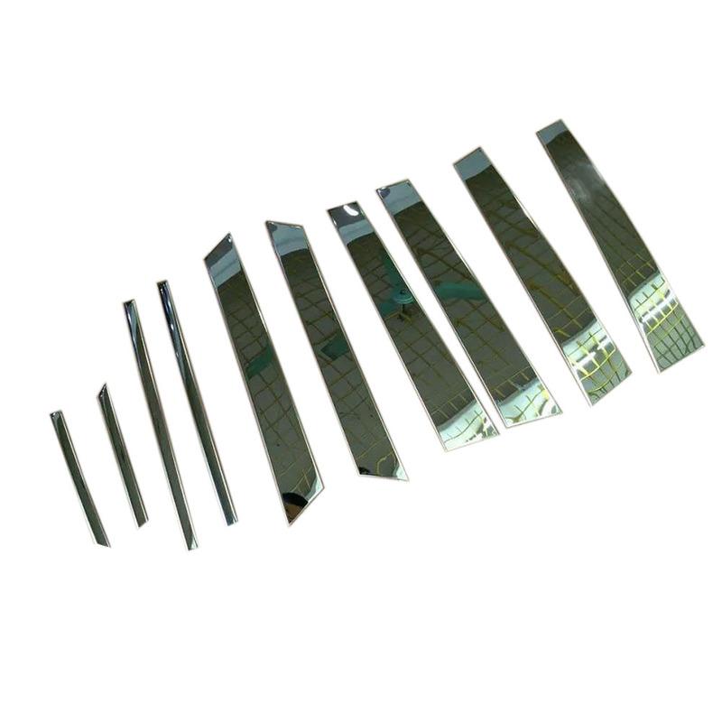 Car Sticks Stainless Steel For Subaru Outback 2015 2016 2017 2018   Garnish Pillar Window Middle Strip Trim Cover 10PCs