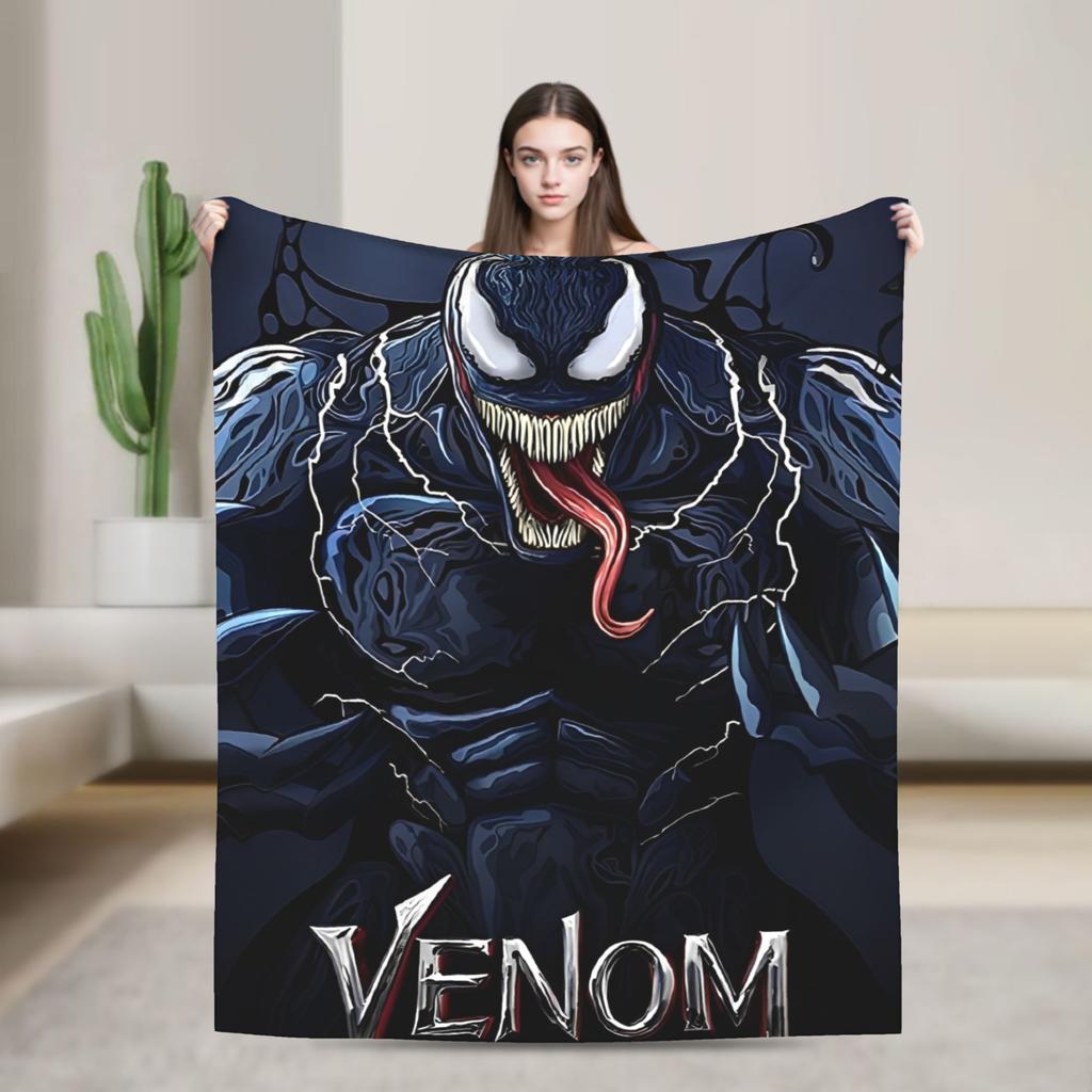 Venom cartoon Blanket Travel Office Flannel Throw Blanket For Couch Chair Sofa Bed Soft Design Quality Bedspread Gift