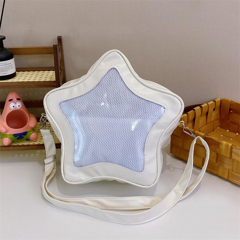 

Fashion New bag Korean-style Niche Five-pointed Star Crossbody Bag Large-capacity Transparent Shoulder Bag Cute Exquisite Bag білий