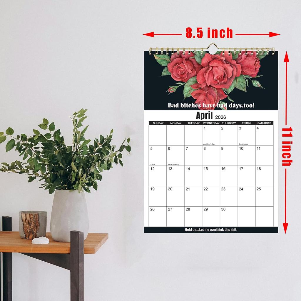 2026 Calendar for Tired Women | Fuck It Wall Calendar 2026,Spiral Binding Hanging Calendar for Home Office 11" x 8.5" | Gag Gift for Tired