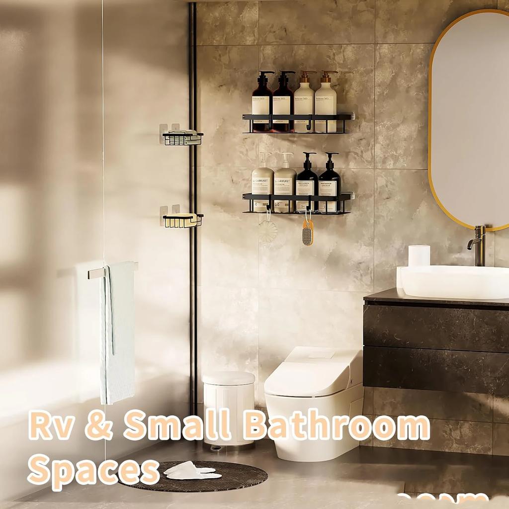 Selbstklebendes Duschregal Rostfreie Organizer Große Kapazität Keine Bohren Regale für Badezimmeraufbewahrung Wohnkultur