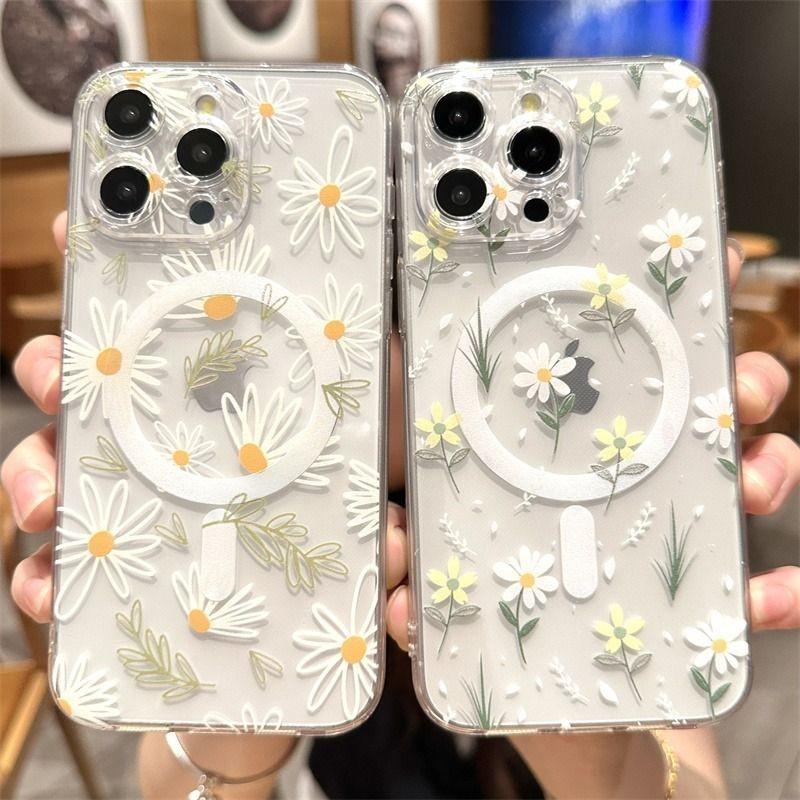Luxury Clmj Small Chrysanthemum Flower Magsafe Magnetic Phone Case for Samsung Galaxy S24 S23 S22 S21 S20 FE Plus Ultra 5G Cover