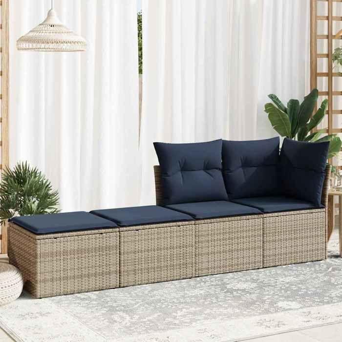 VidaXL Garden Lounge Set 2 Pcs with Grey Cushions Wicker Acacia, Outdoor Sofa Set, Garden Furniture 3328684