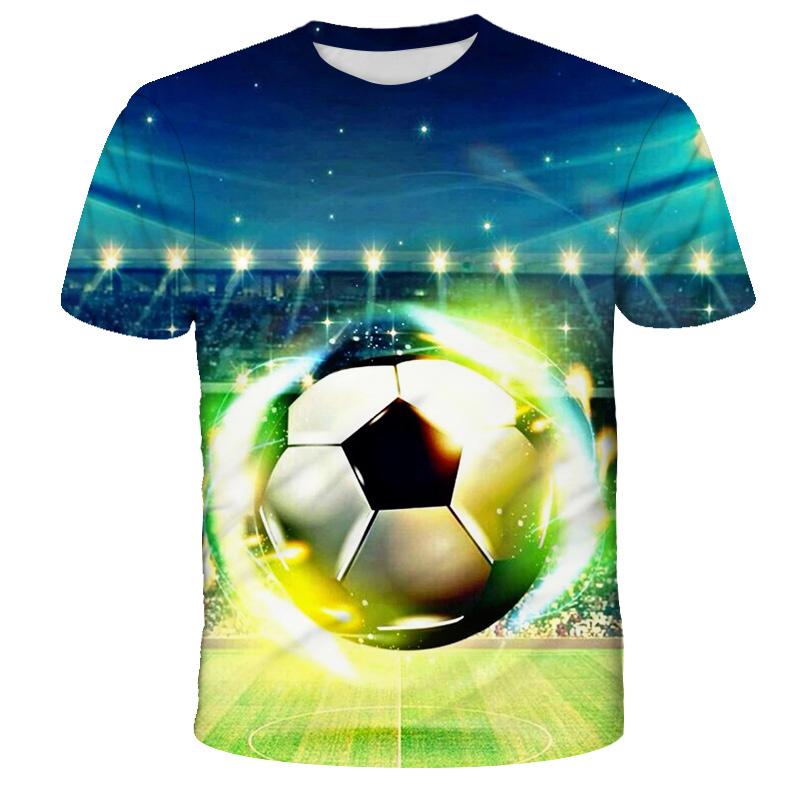 Letní nové módní 3D tričko s fotbalovým ohněm, hezký tištěný top pro chlapce a dívky, 4-14 let, dospívající děti, fotbalový top