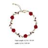 Adjustable Rose Flower Charm Wrist Chain Valentine s Day Gift For Girls Red Long Stem Flower Chain Bracelet Bangle With Lobster