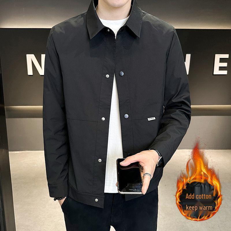 Men's Slim Fit Cotton Jacket - Stylish, Warm, Versatile, Turn-Down Collar for Autumn and Winter