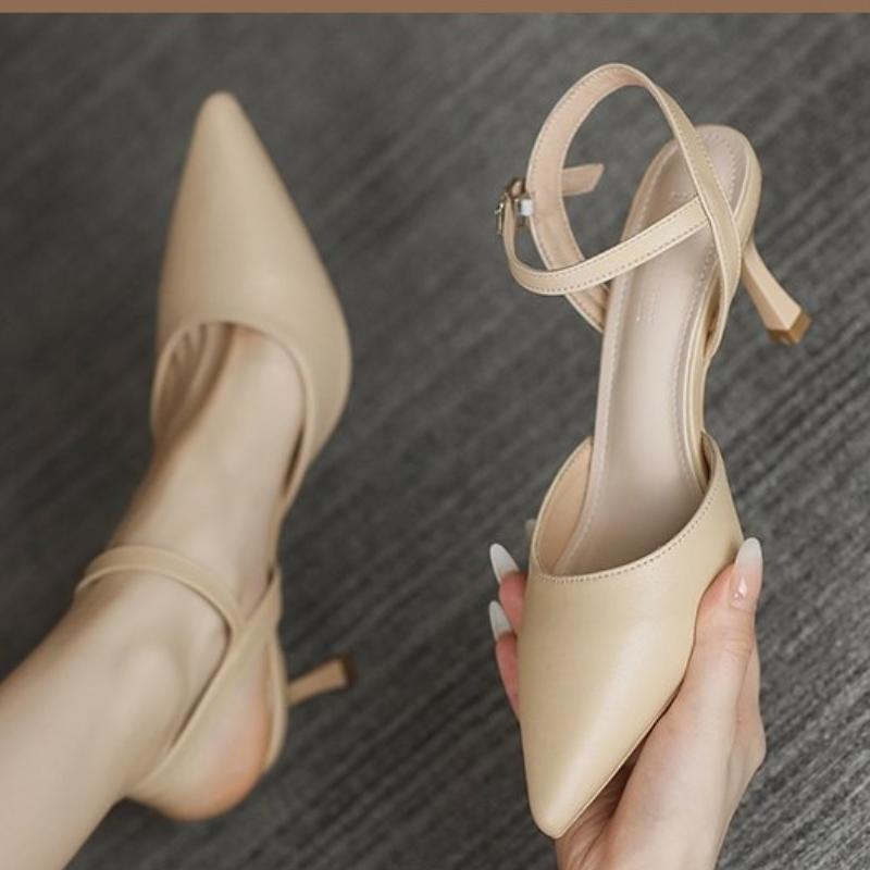2024 Sexy Pointed Toe Women's Sandals High Quality Nude Color High Heels Fashion Shallow Mouth Women's Formal Shoes Zapatos