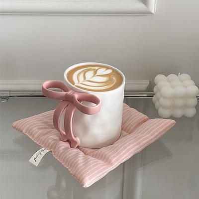 1 Pieza Diseño Creativo Taza Lazo Hecha a Mano Tacto Escarchado Taza para Café Taza para Beber Taza para Latte Taza para Leche, Regalo de Cumpleaños, Regalo Taza para Pareja
